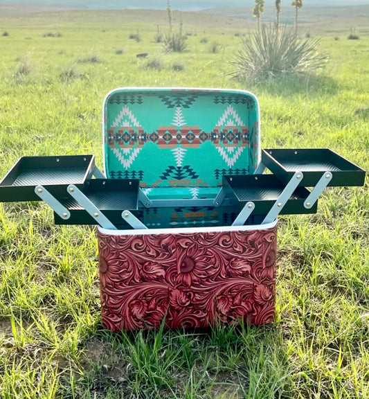 Tooled makeup/vet supply box.