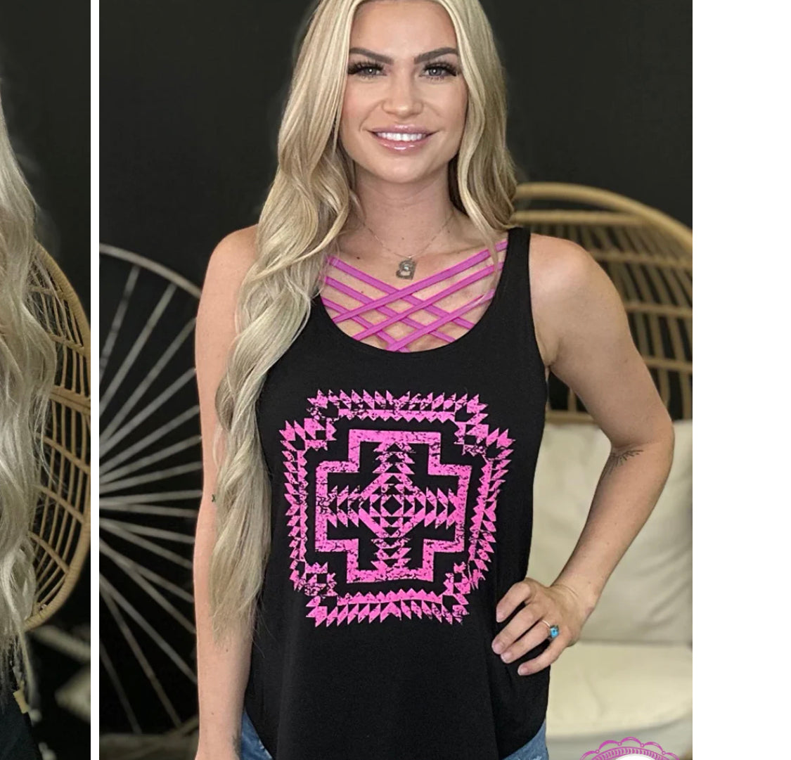 Black/Pink Aloha babe tank