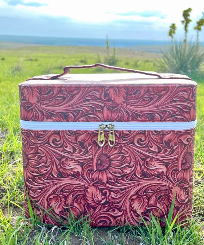Tooled makeup/vet supply box.