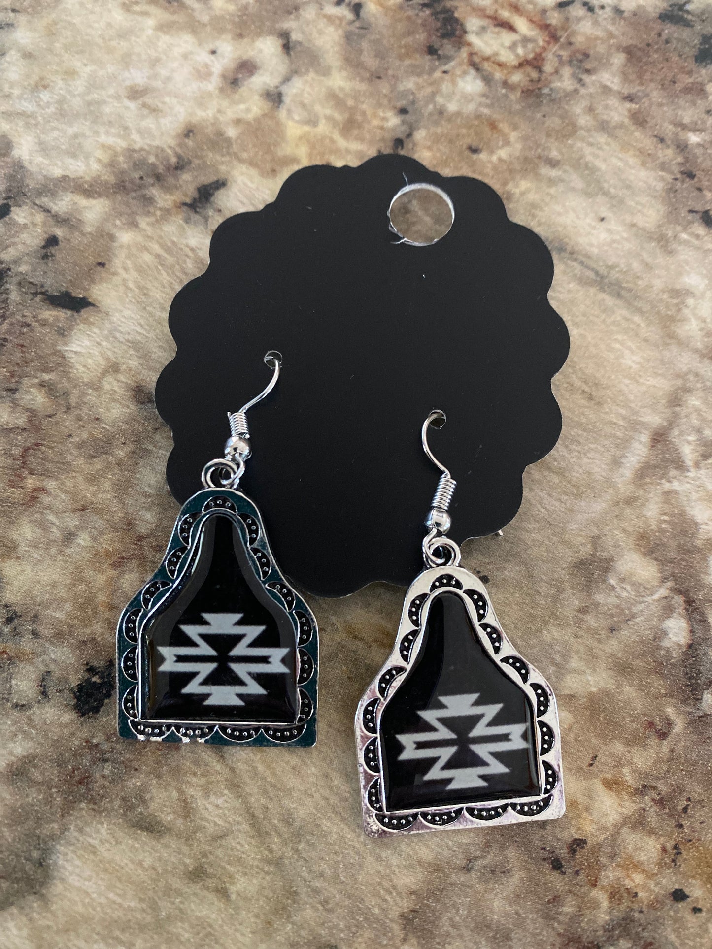 Cow tag earrings
